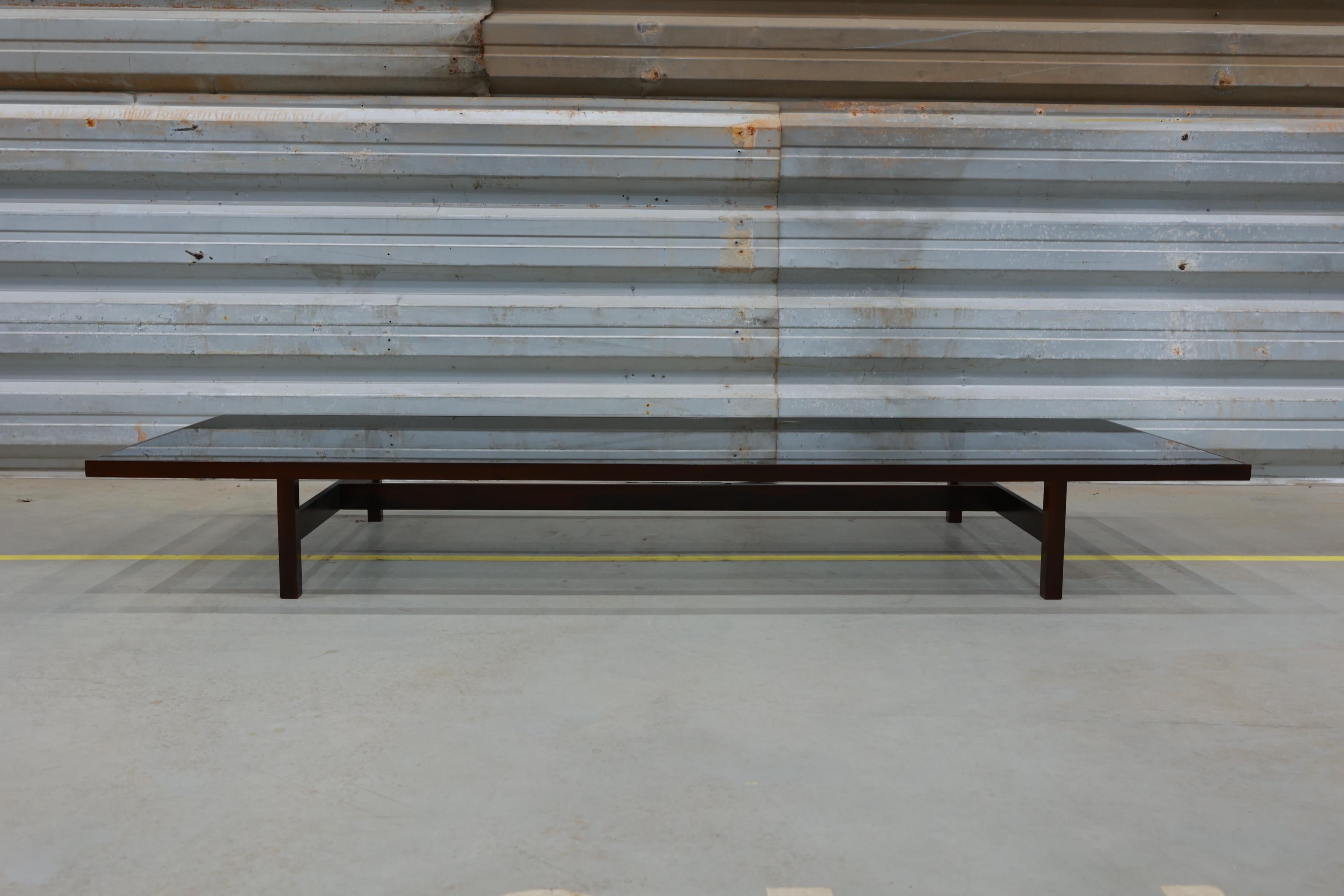 Brazilian Modern Coffee Table in Hardwood & Glass, Joaquim Tenreiro, 1950s In Good Condition For Sale In New York, NY