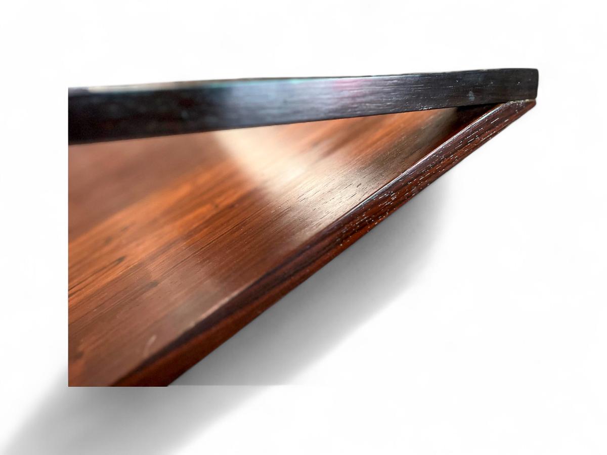Table basse moderne brésilienne en bois dur, verre et métal, Unknown, années 1960 en vente 4