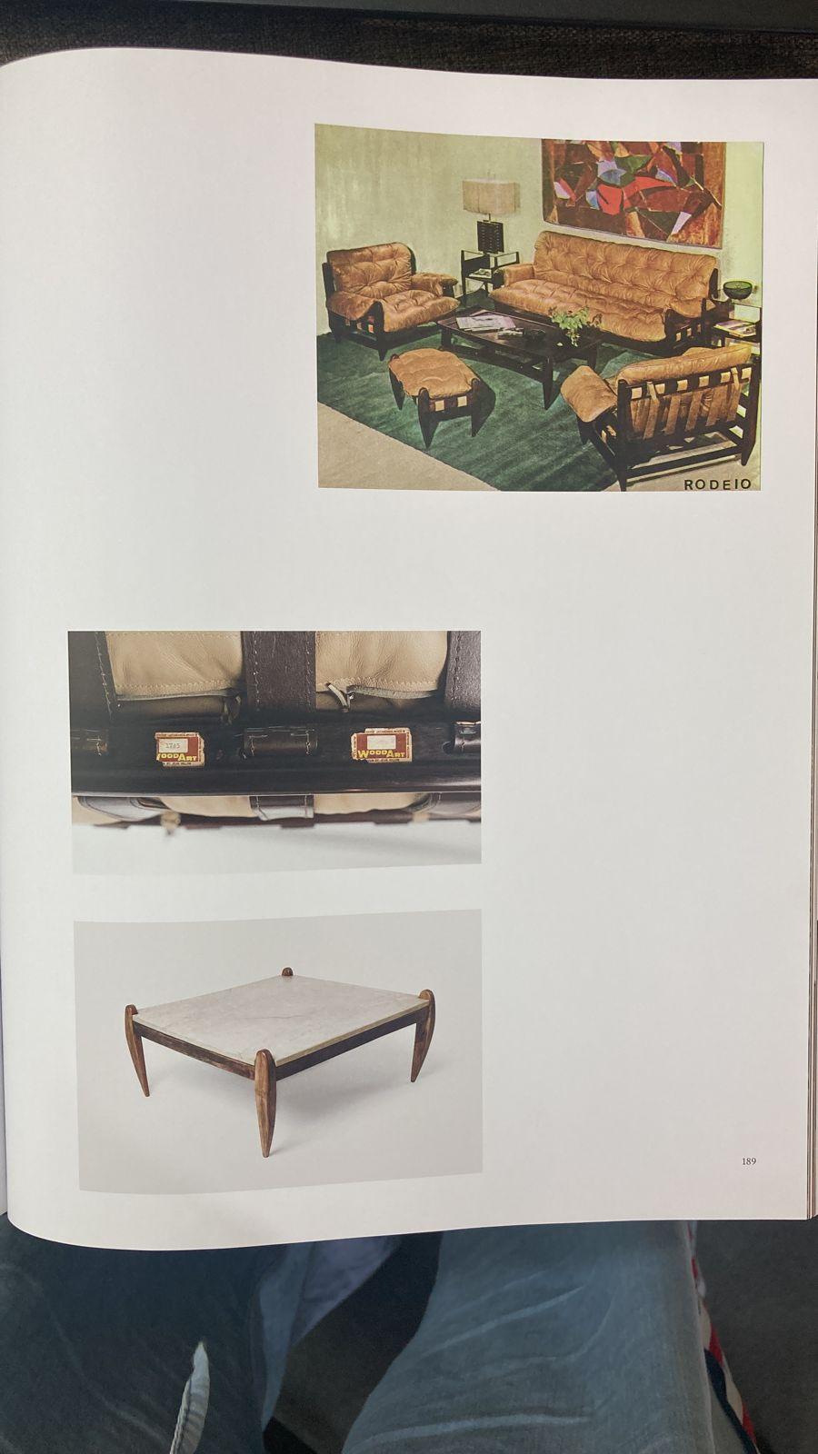 Table basse moderne brésilienne en bois de feuillus et marbre, Jean Gillon, 1968, Brésil 3