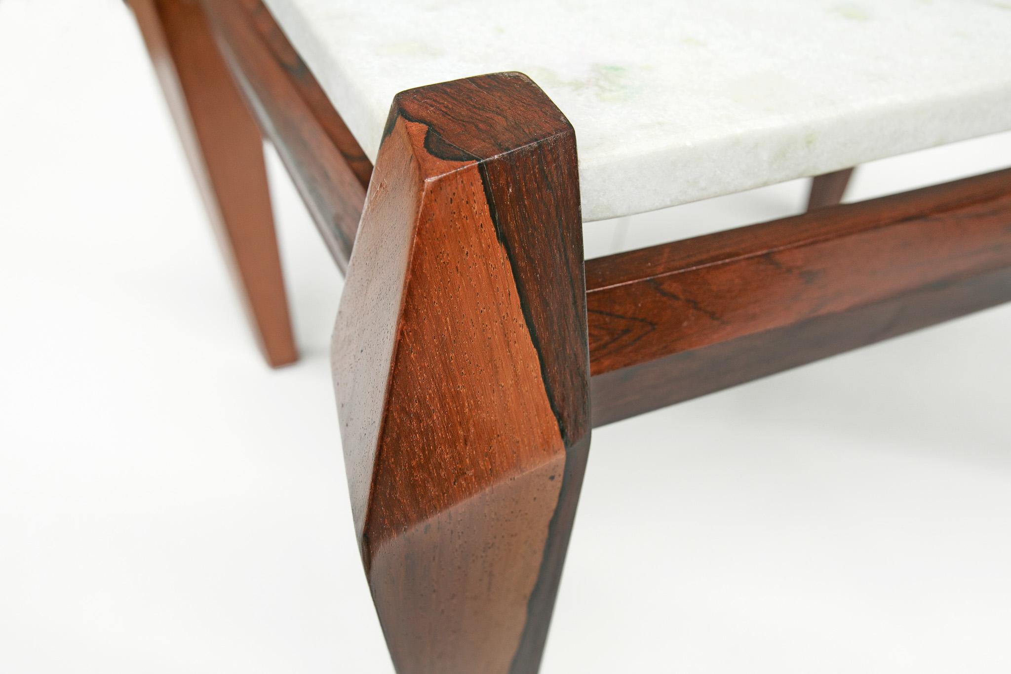 Brazilian Modern Coffee Table in Hardwood & Marble, Jean Gillon, 1968, Brazil In Good Condition In New York, NY