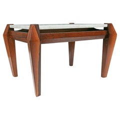 Table basse moderne brésilienne en bois de feuillus et marbre, Jean Gillon, 1968, Brésil