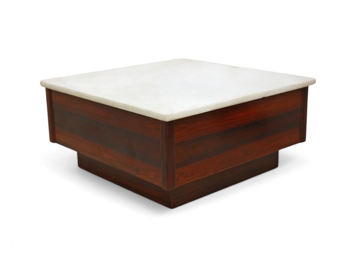 Available today in NYC with free domestic shipping included, this Brazilian Modern Coffee Table in Hardwood & Marble Top, from unknown designers made in the 60s is nothing less than exquisite!

Presenting a captivating table with a Brazilian