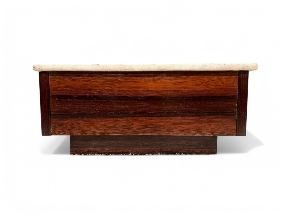 20th Century Brazilian Modern Coffee Table in Hardwood & Marble Top, Unknown, c. 1960 For Sale