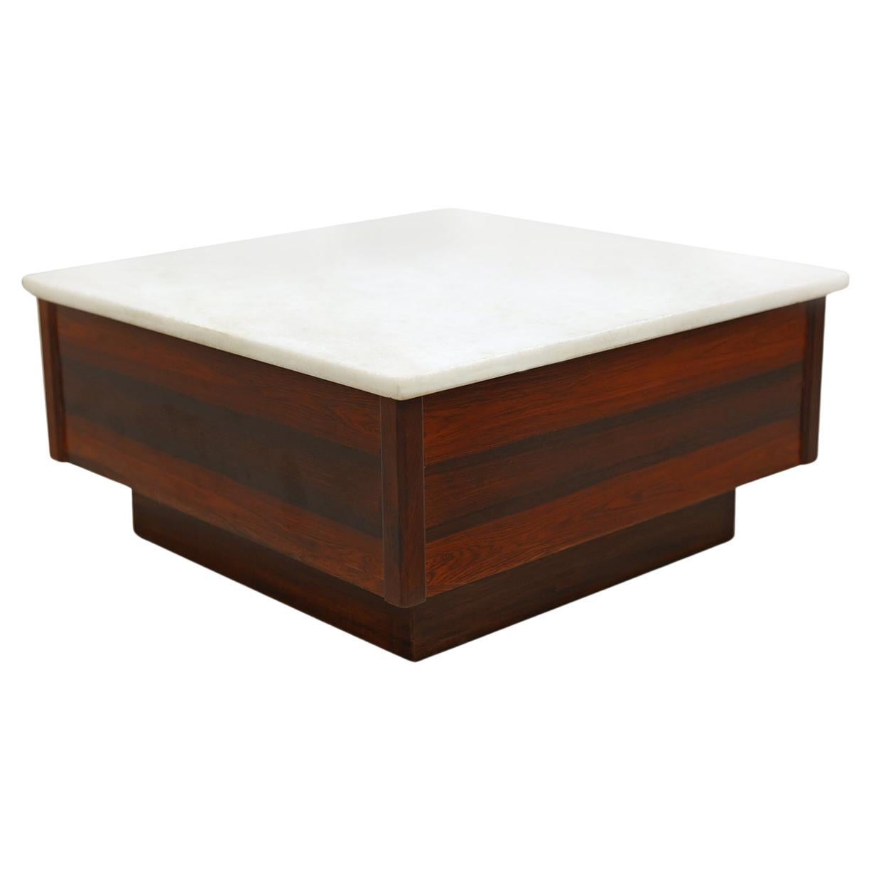 Brazilian Modern Coffee Table in Hardwood & Marble Top, Unknown, c. 1960