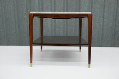 Brazilian Modern Coffee Table in Hardwood & Travertine, G. Scapinelli Brazil
