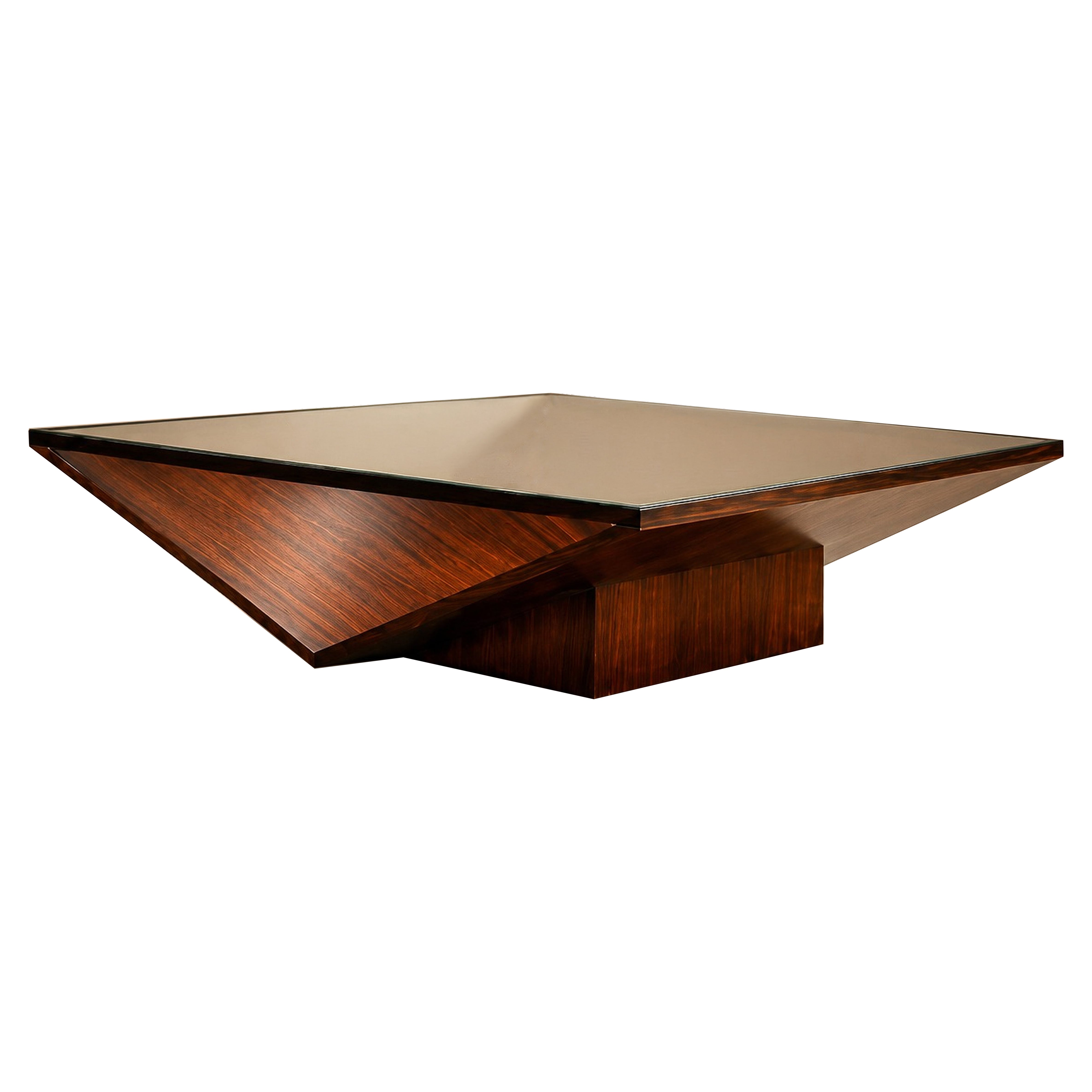 Brazilian Modern Coffee Table in Rosewood, Glass, Att. to Joaquim Tenreiro, 1955