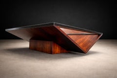 Brazilian Modern Coffee Table in Rosewood, Glass, Att. to Joaquim Tenreiro