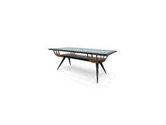 Brazilian Modern Coffee Table in Two-Tone Hardwood & Glass, Giuseppe Scapinelli