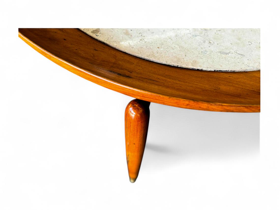 Brazilian Modern Coffee Table in Wood & Marble, Giuseppe Scapinelli, c. 1950s For Sale 3