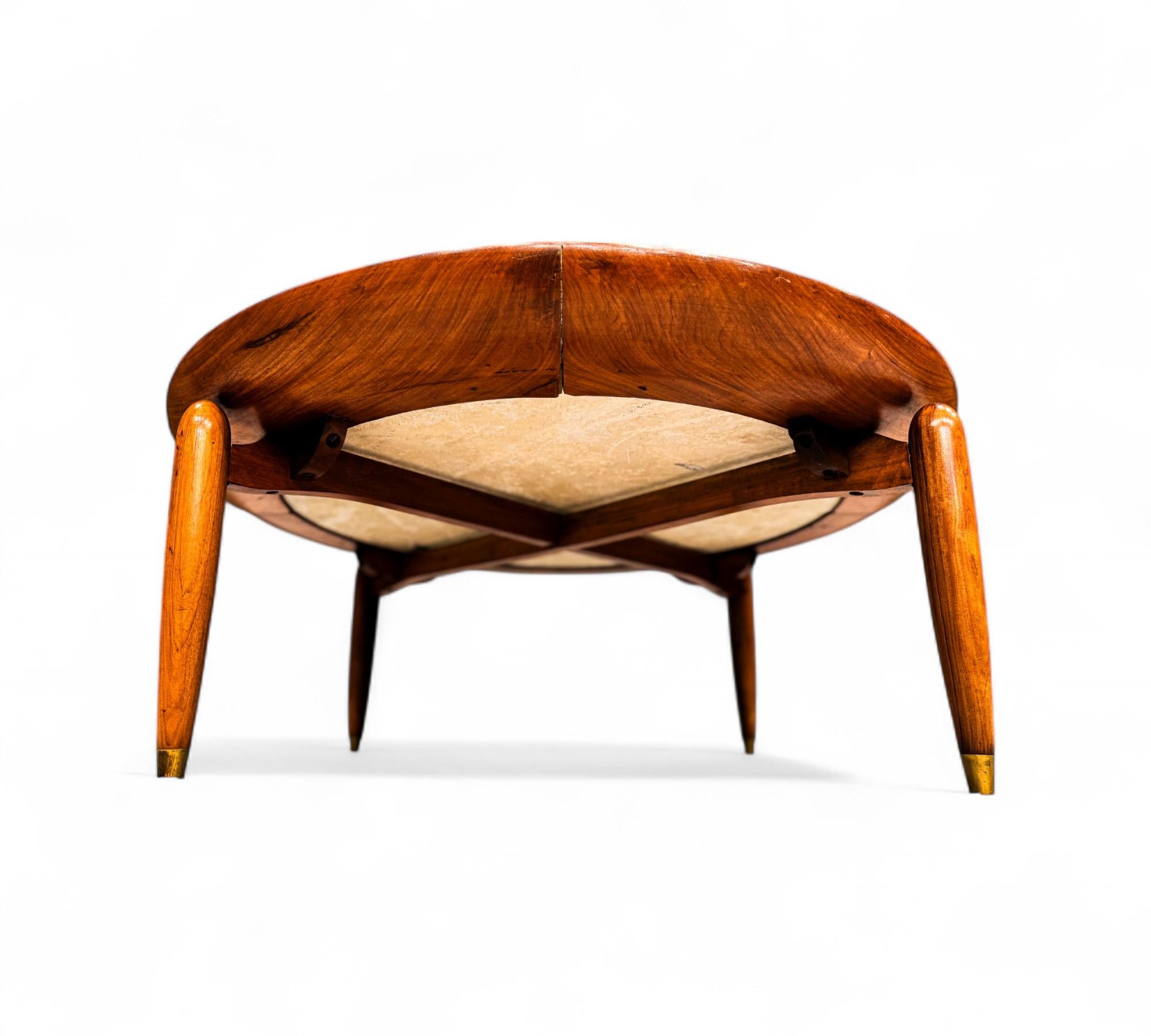 Mesa de centro moderna brasileña de madera y mármol, Giuseppe Scapinelli, c. 1950 en Bueno estado para la venta en New York, NY