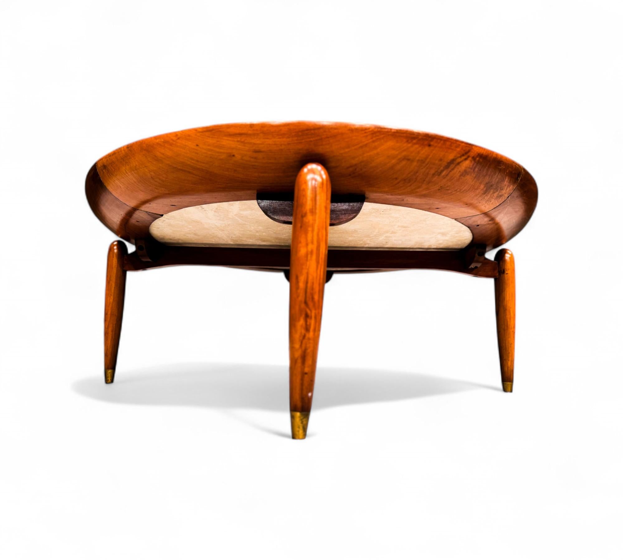 Mesa de centro moderna brasileña de madera y mármol, Giuseppe Scapinelli, c. 1950 en venta 4