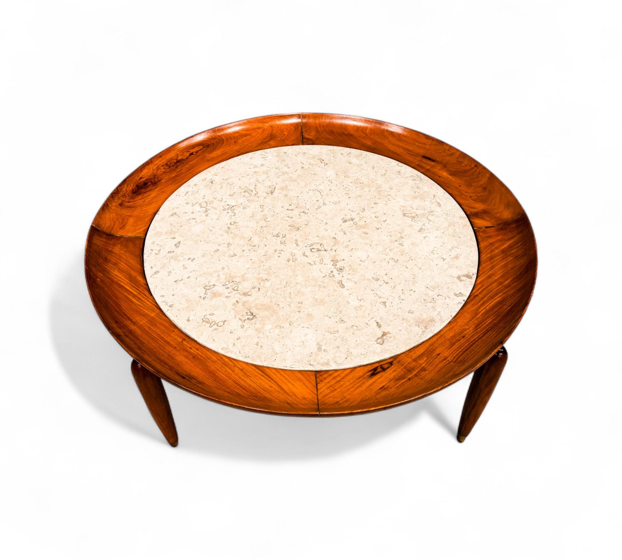 Mesa de centro moderna brasileña de madera y mármol, Giuseppe Scapinelli, c. 1950 en venta 2