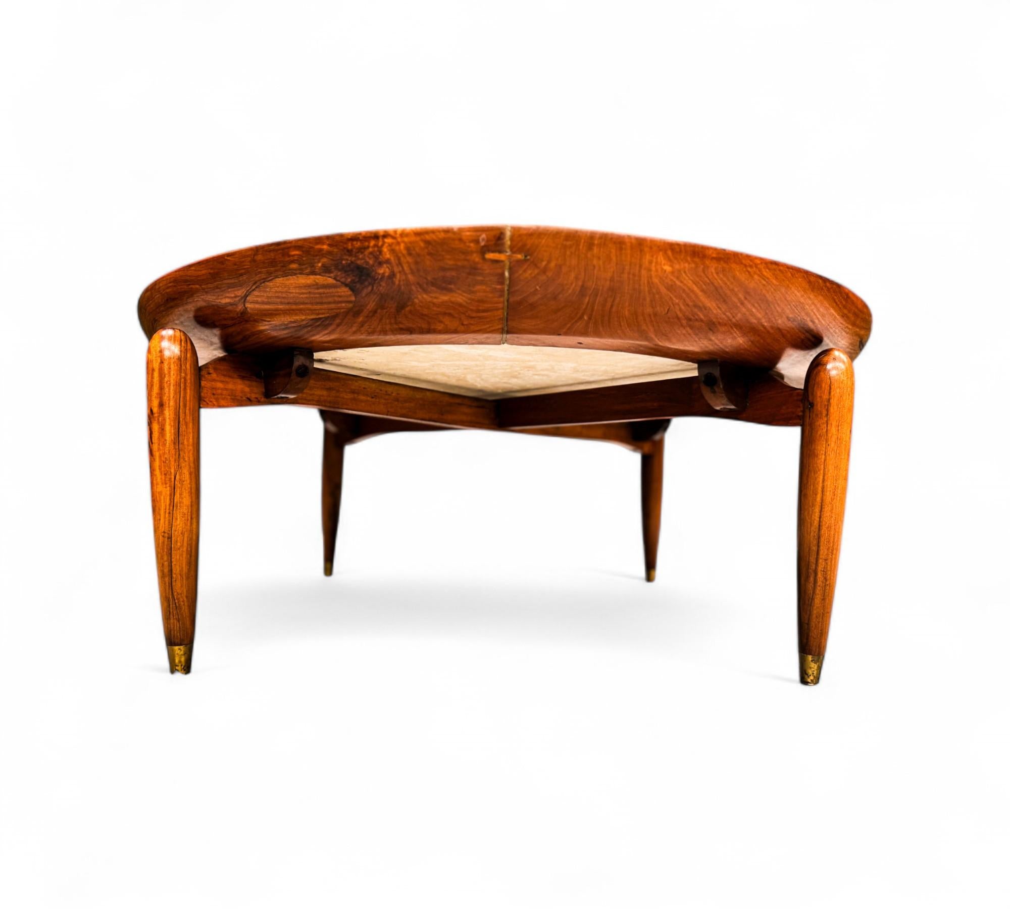 Mesa de centro moderna brasileña de madera y mármol, Giuseppe Scapinelli, c. 1950 Carpintería en venta