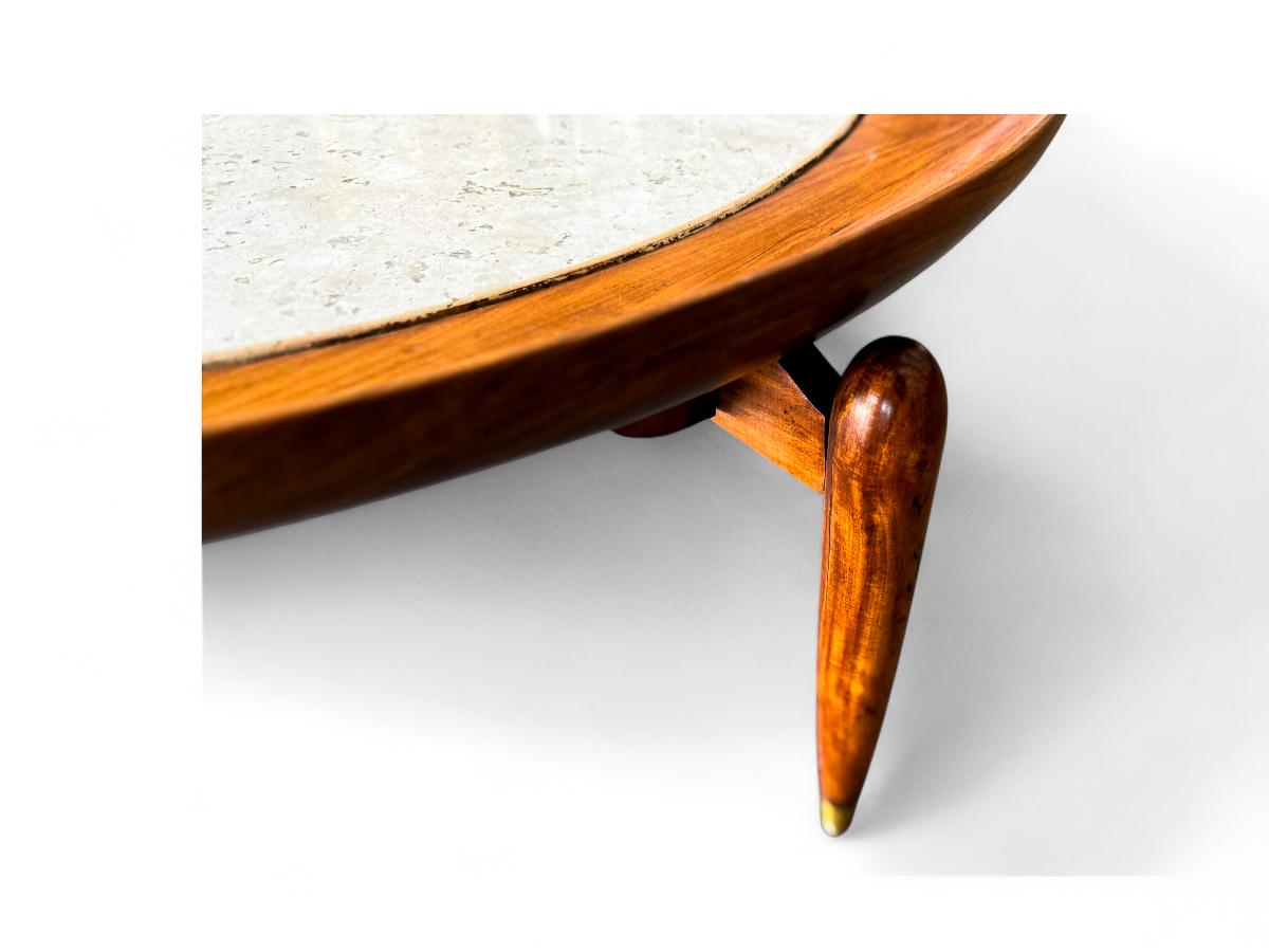 Woodwork Brazilian Modern Coffee Table in Wood & Marble, Giuseppe Scapinelli, c. 1950s For Sale