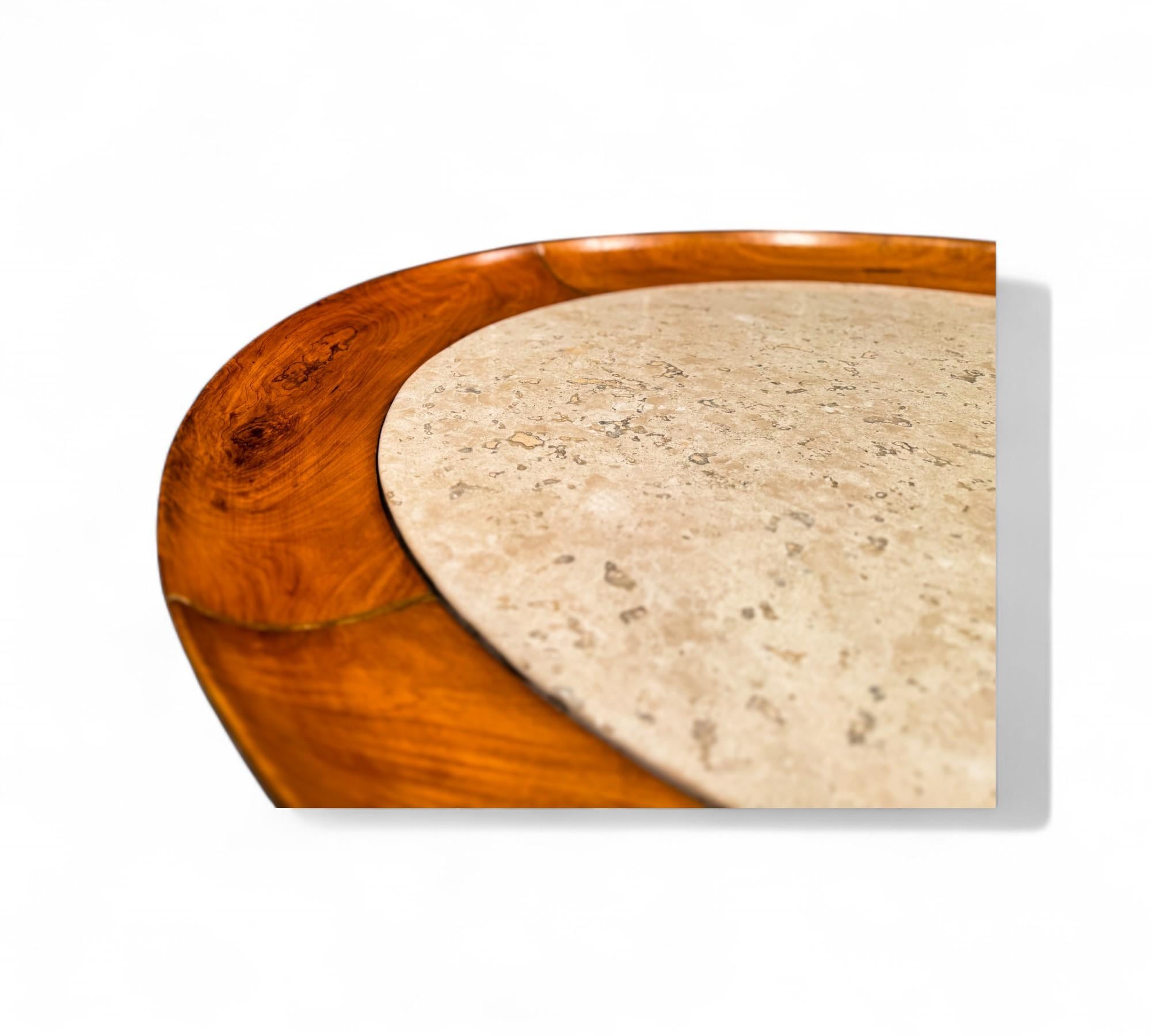 Mesa de centro moderna brasileña de madera y mármol, Giuseppe Scapinelli, c. 1950 siglo XX en venta