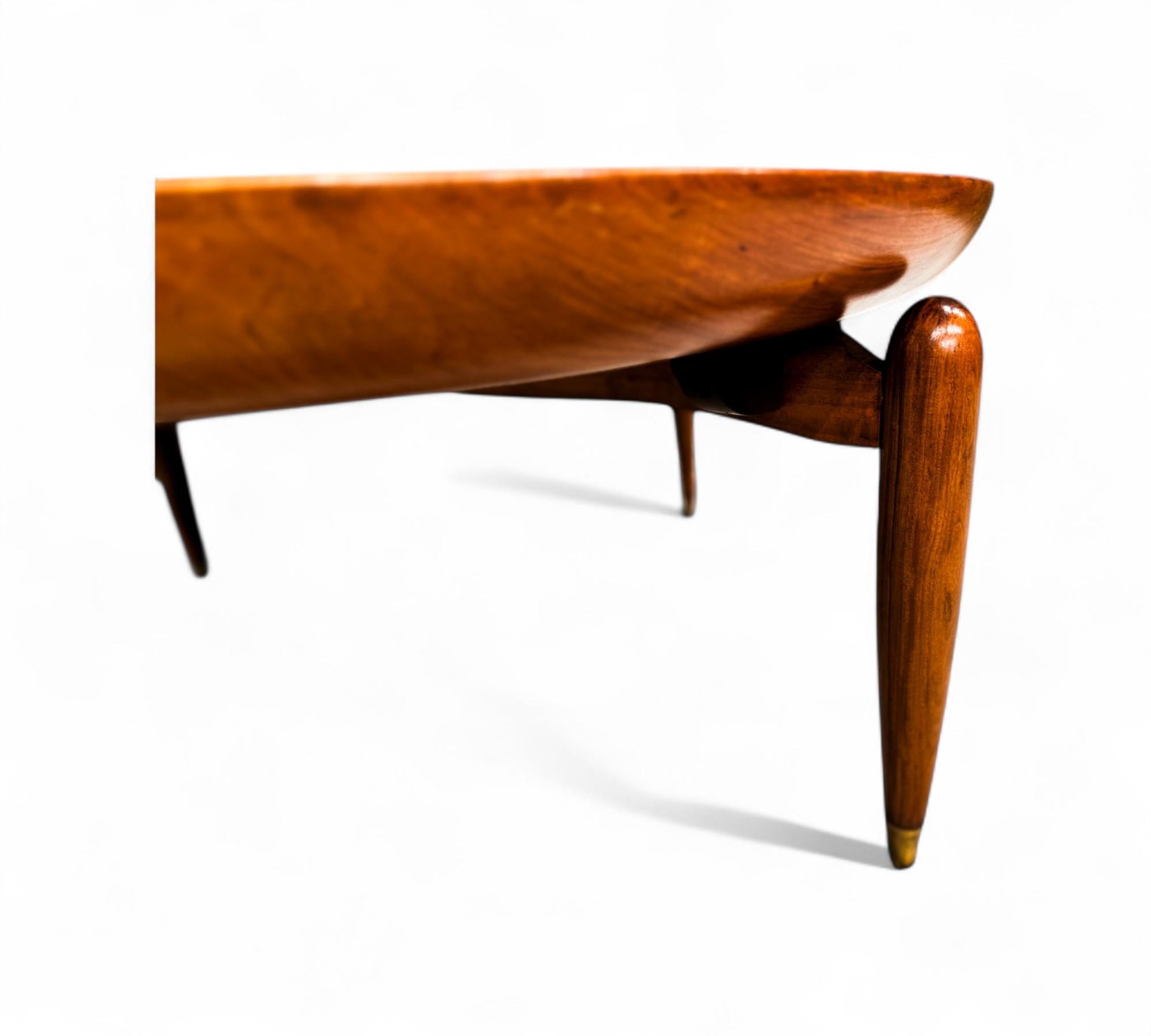 Mesa de centro moderna brasileña de madera y mármol, Giuseppe Scapinelli, c. 1950 en venta 8