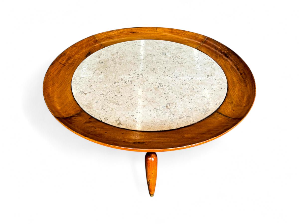 Brazilian Modern Coffee Table in Wood & Marble, Giuseppe Scapinelli, c. 1950s For Sale 2