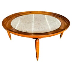 Moderner brasilianischer Couchtisch aus Holz und Marmor, Giuseppe Scapinelli, ca. 1950er Jahre