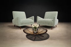 Brazilian Modern Coffee Table with Flower Vase in Two Woods, Giuseppe Scapinelli