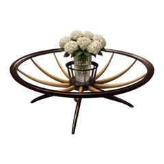 Brazilian Modern Coffee Table with Flower Vase in Two Woods, Giuseppe Scapinelli