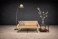 Brazilian Modern "Concha" Loveseat in Metal & Fabric, Carlo Hauner, 1955