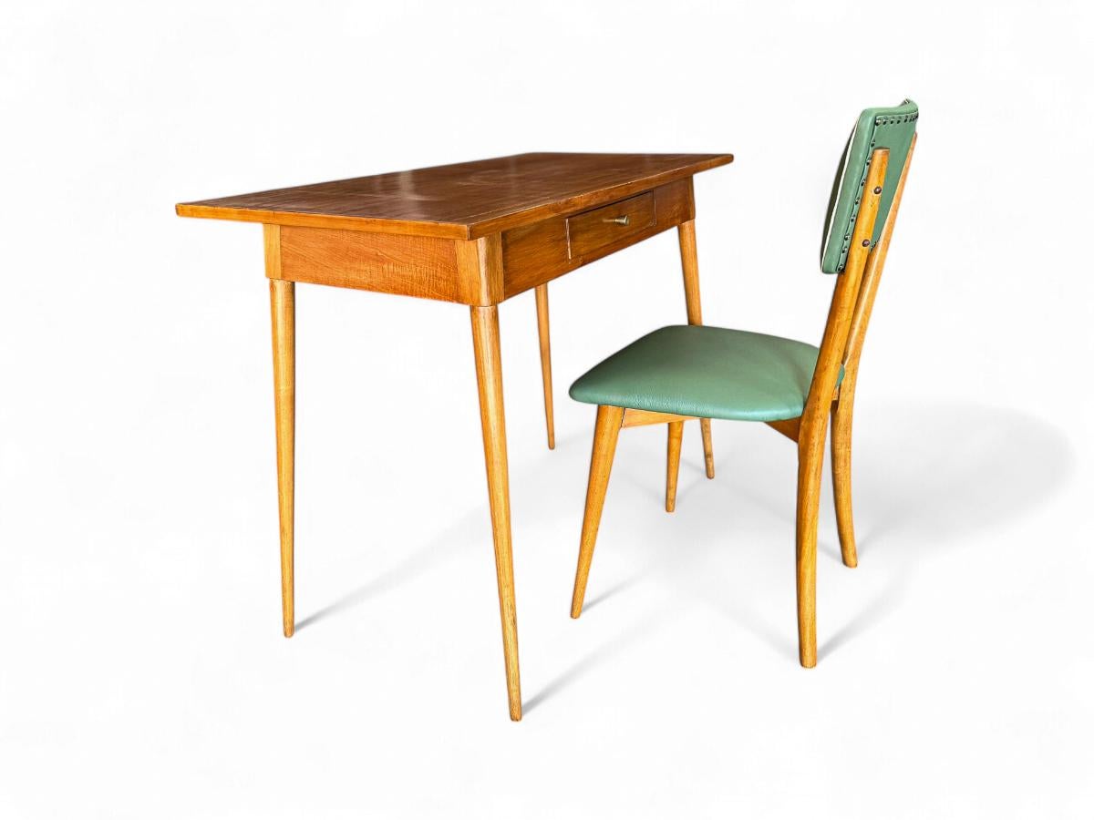 Brasiliano Console moderna brasiliana con sedia in legno duro, sconosciuta, anni '50 - Lotto 732A in vendita