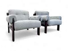 Brazilian Modern "Copa" Armchairs in Hardwood & Boucle, Jean Gillon, 1960s