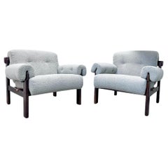 Brazilian Modern "Copa" Armchairs in Hardwood & Boucle, Jean Gillon, 1960s