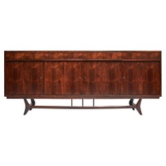 Crédence moderne brésilienne en bois dur et laiton par Moveis Aparecida, Brésil des années 1960