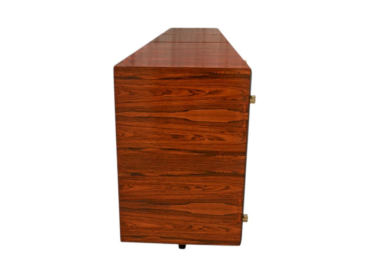 Mid-Century Modern Brazilian Modern Credenza in Hardwood & Brass Handles, Jean Gillon, 1960s For Sale