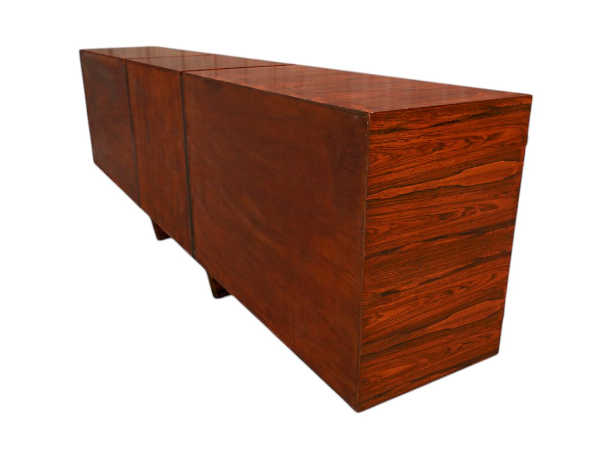 Hand-Carved Brazilian Modern Credenza in Hardwood & Brass Handles, Jean Gillon, 1960s For Sale