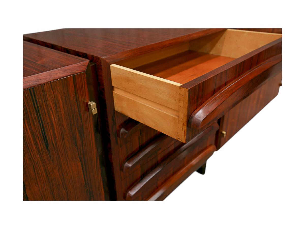 Brazilian Modern Credenza in Hardwood & Brass Handles, Jean Gillon, 1960s In Good Condition For Sale In New York, NY