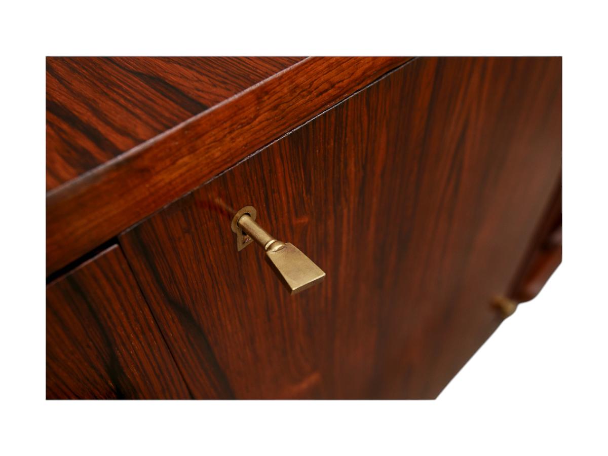 20th Century Brazilian Modern Credenza in Hardwood & Brass Handles, Jean Gillon, 1960s For Sale