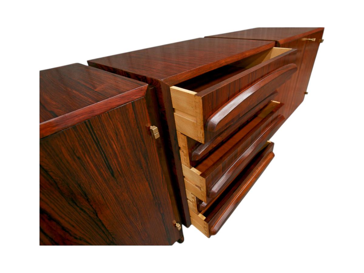 Brazilian Modern Credenza in Hardwood & Brass Handles, Jean Gillon, 1960s For Sale 2