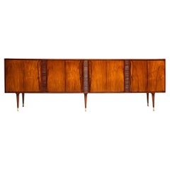 Brazilian Modern Credenza in Hardwood & Brass, Giuseppe Scapinelli, 1955 Brazil
