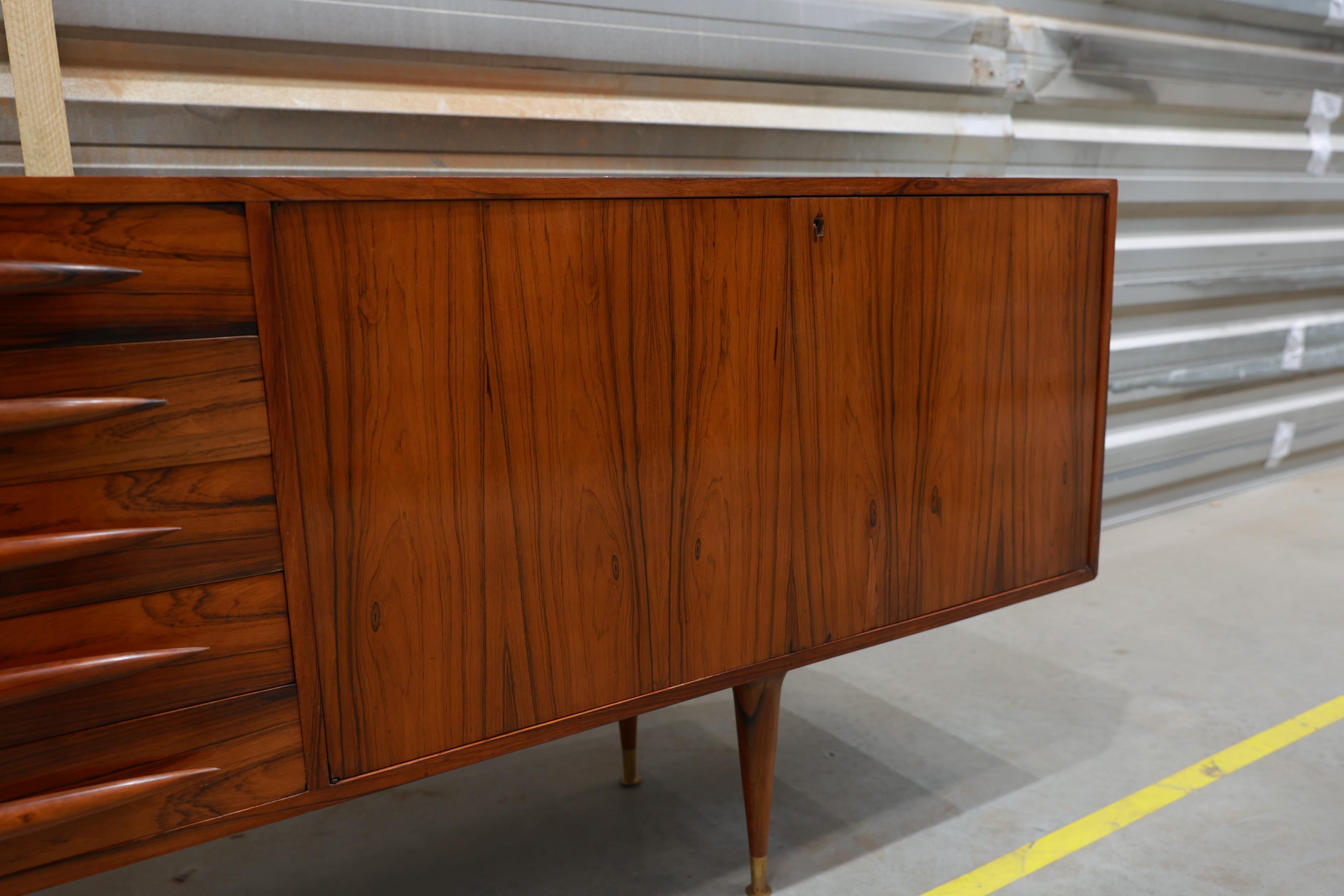 Hand-Painted Brazilian Modern Credenza in Hardwood by Giuseppe Scapinelli, 1950’s 