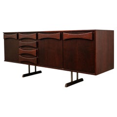 Credenza moderna brasiliana in Wood Imbuia e cromo di JD Móveis, Brasile, anni '60