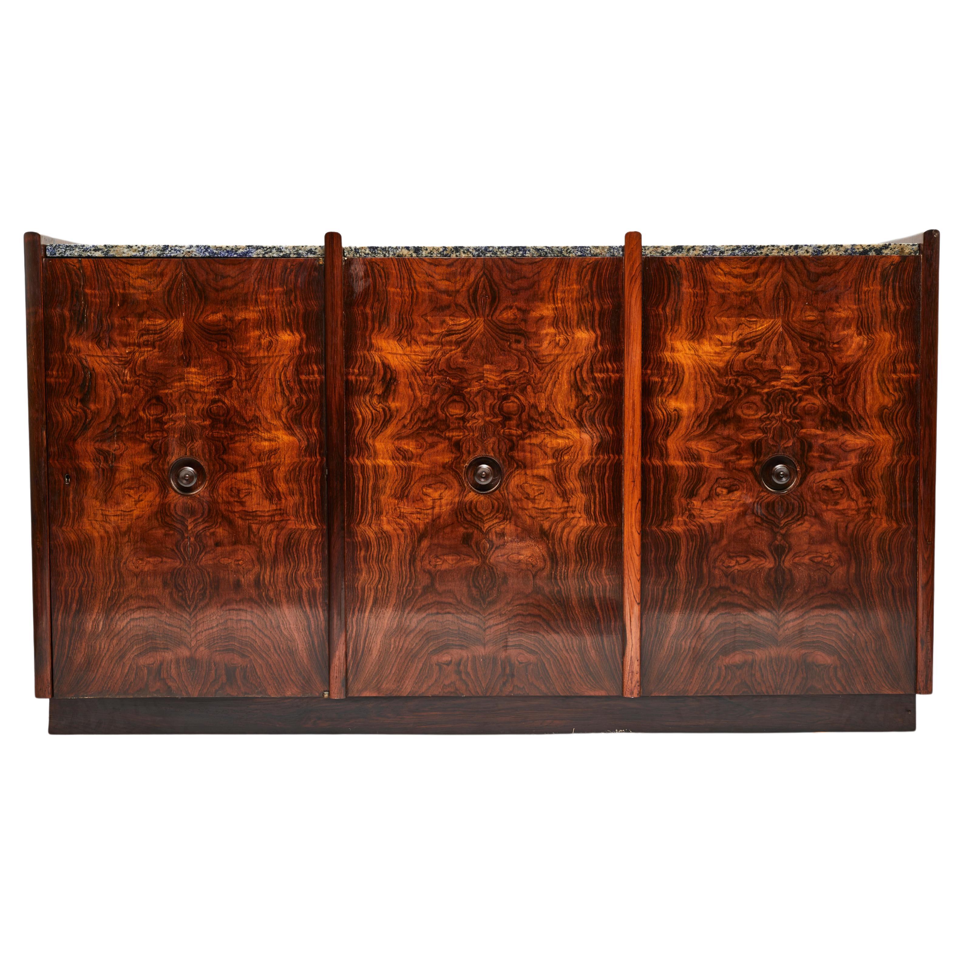Mid-Century Modern Brazilian Modern Credenza/Room Divider in Hardwood & Granite, 1960s, Brazil