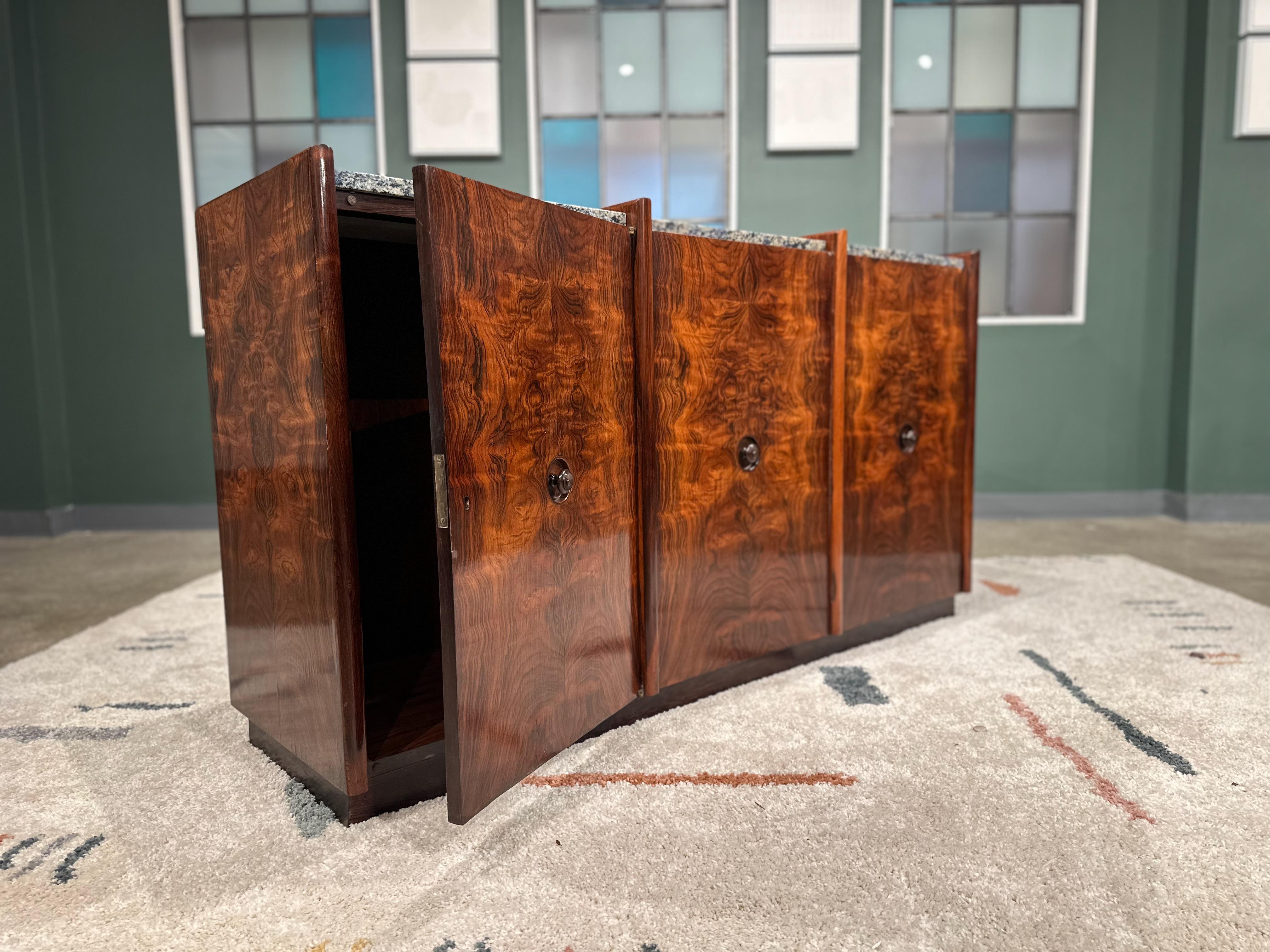 Brazilian Modern Credenza/Room Divider in Hardwood & Granite, 1960s, Brazil In Good Condition In New York, NY