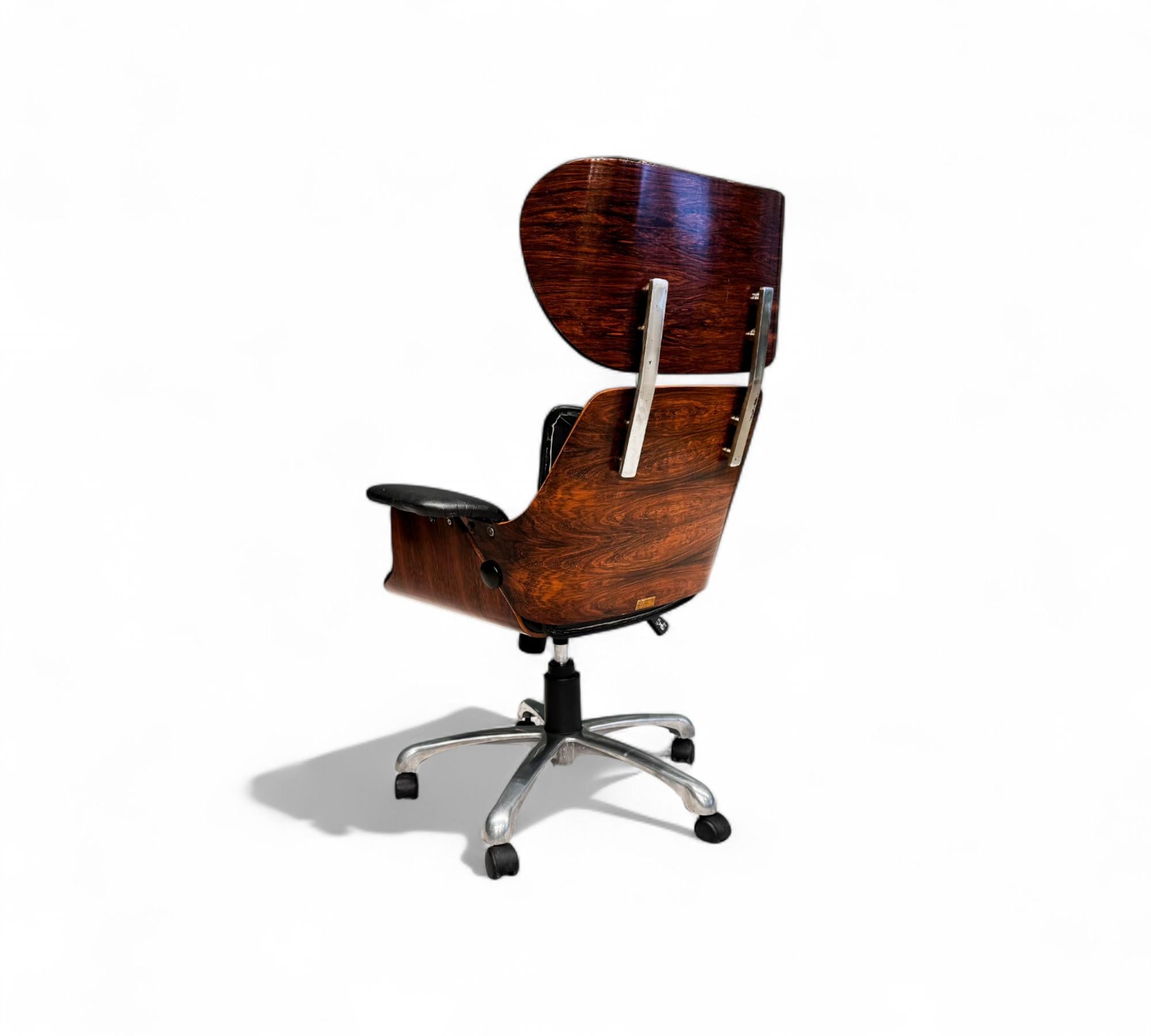 Mid-Century Modern Brazilian Modern Desk Chair in Hardwood & Metal, Carlo Fongaro, Brazil, c. 1970s For Sale