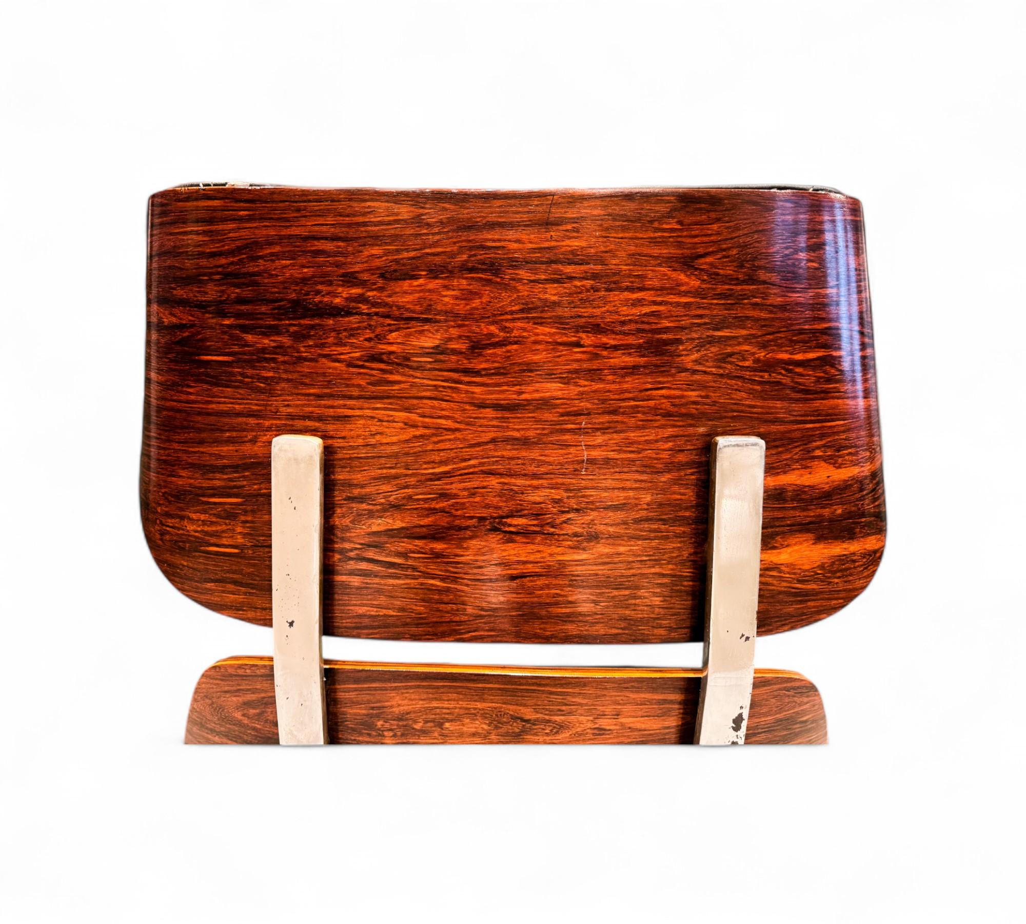 Brazilian Modern Desk Chair in Hardwood & Metal, Carlo Fongaro, Brazil, c. 1970s For Sale 2