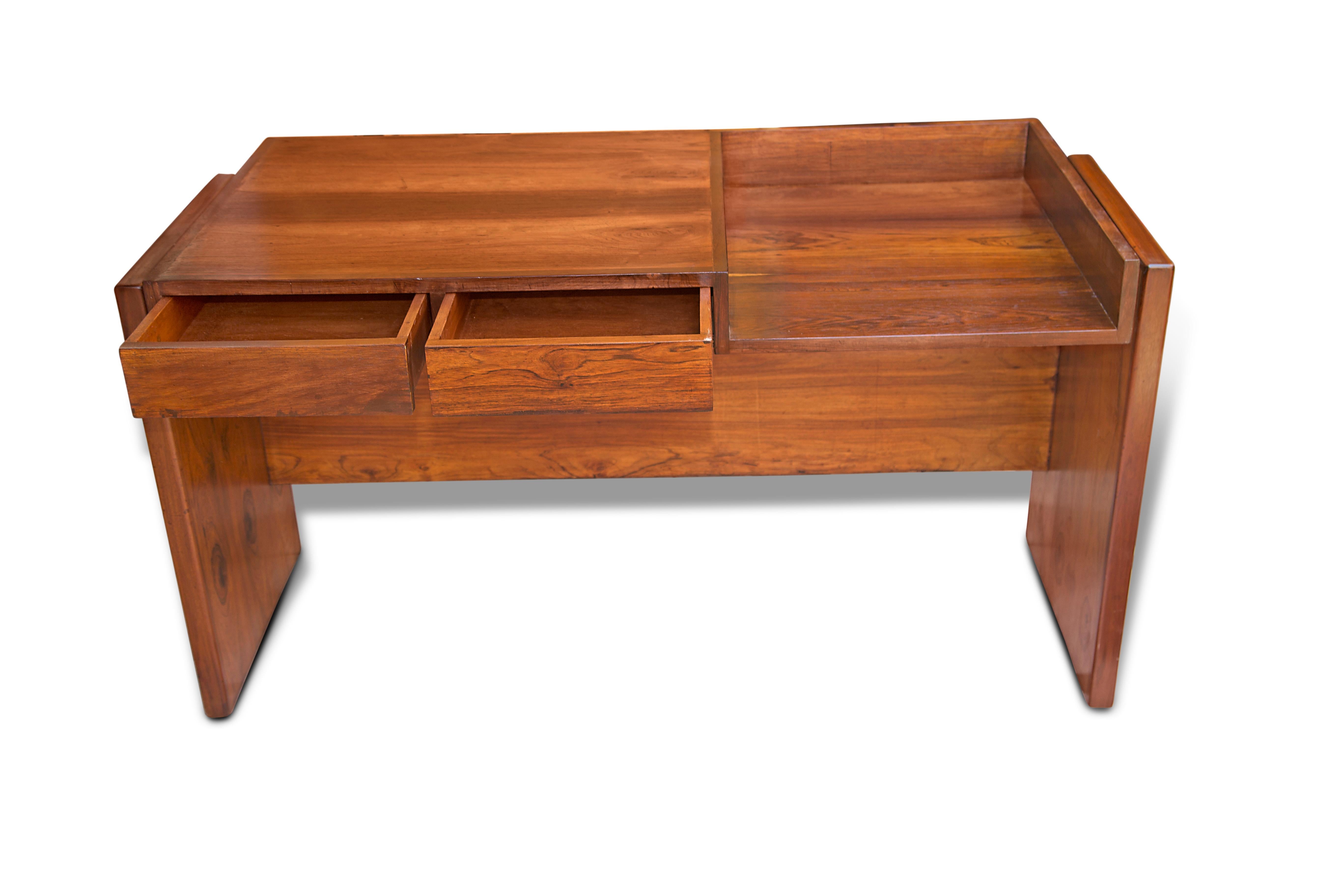Brazilian Modern Desk in Hardwood by Joaquim Tenreiro for Bloch, 1966, Brazil In Good Condition For Sale In New York, NY