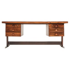 Scrivania moderna brasiliana in legno duro e cromo di Sergio Rodrigues, Brasile, 1965