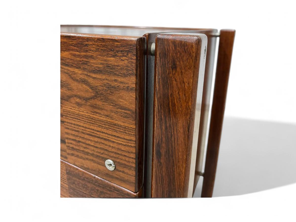 Escritorio moderno brasileño en madera dura con archivador, Jorge Zalszupin, años 60 en venta 8