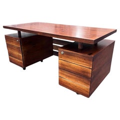 Brazilian Modern Desk with Eight Drawers in Hardwood by Ava, 1960s, Brazil