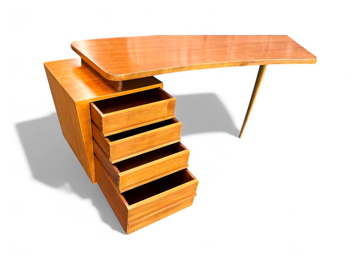 Bureau moderne brésilien de forme organique en bois dur, Joaquim Tenreiro, années 1950 en vente 3