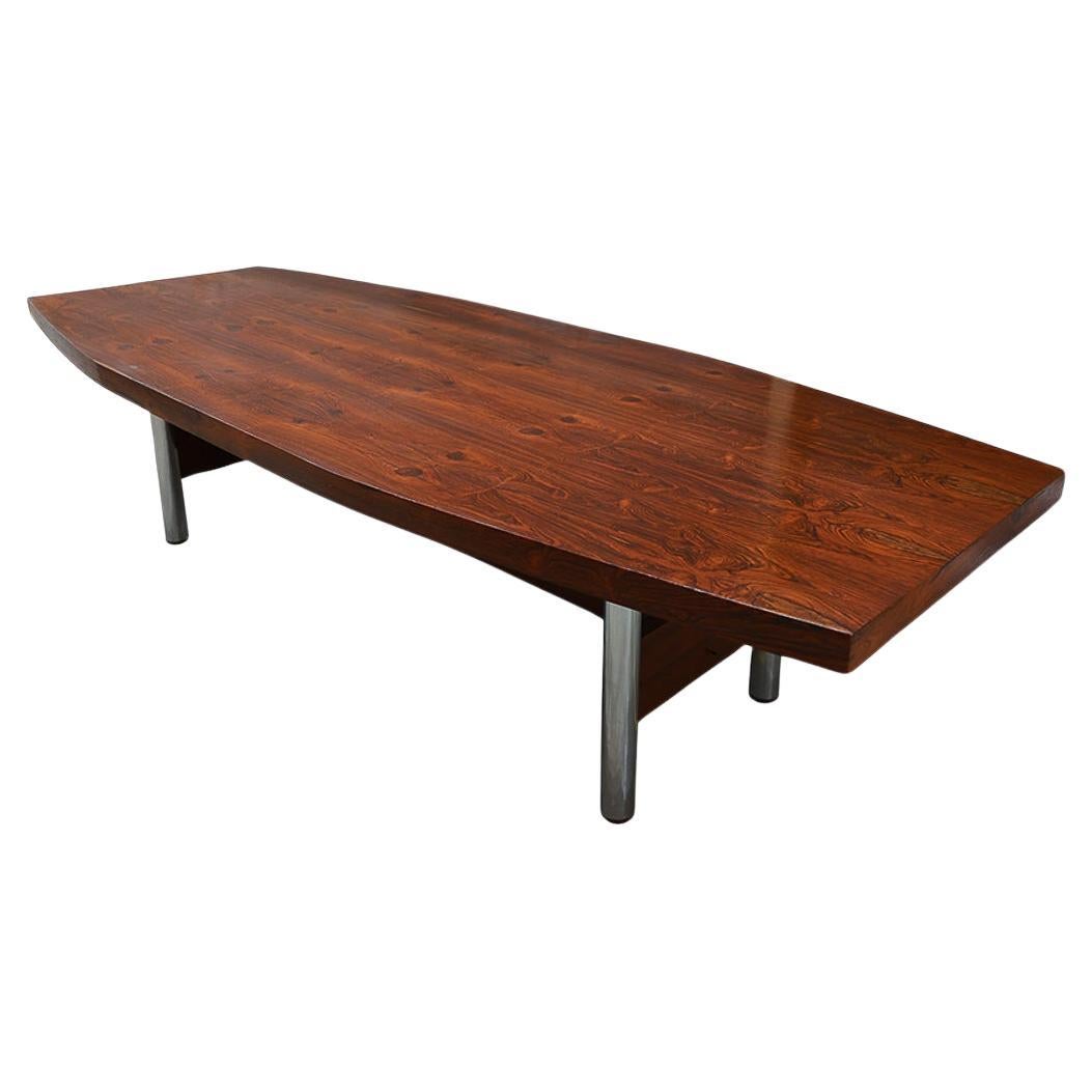 Brazilian Modern Dining or Conference Table in Hardwood, Metal, Sergio Rodrigues For Sale