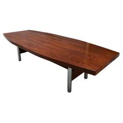 Vintage Brazilian Modern Dining or Conference Table in Hardwood, Metal, Sergio Rodrigues