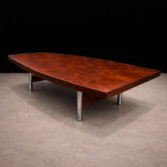 Brazilian Modern Dining or Conference Table in Rosewood, Metal, Sergio Rodrigues