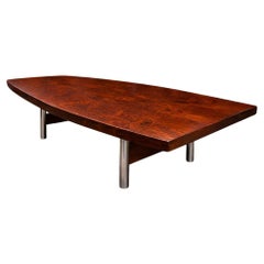 Brazilian Modern Dining or Conference Table in Rosewood, Metal, Sergio Rodrigues